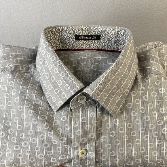 Bugatchi Uomo Dress Shirt Mens‎ 16 1/2 L Button Down 34/35 Shaped Fit Luxury - Picture 13 of 14